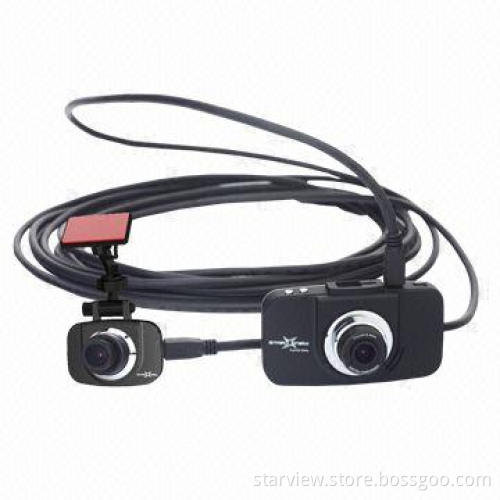 Car DVR with 2CH, Both 1,080P at 30fps Resolution, Ambarella A7 CPU